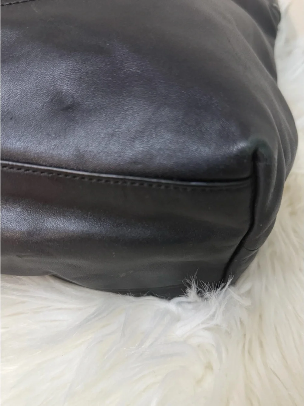 Coach Black Leather Tote with Embossed Signature Circle